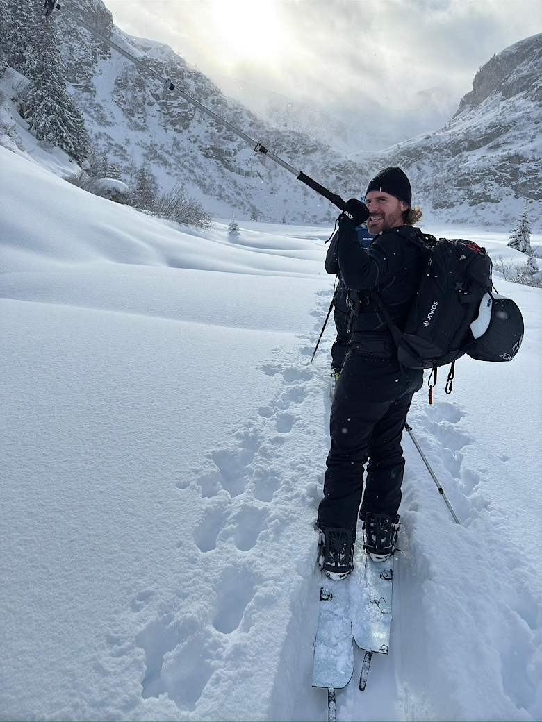 Bobby Breaux in the back country in Switzerland.
